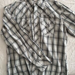 BKE Men's Light Gray Plaid Button Down Shirt